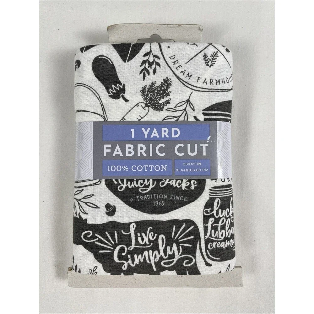 Fabric Farm Black White Precut Country 1 Yard 36